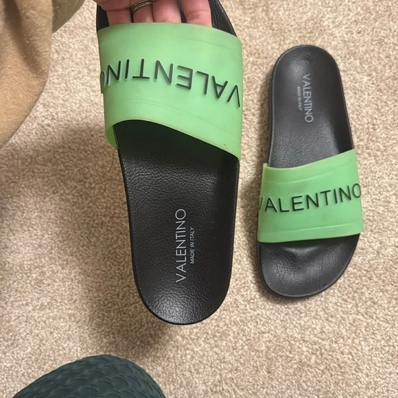 Valentino Green and Black Slides - Picture 2 of 4
